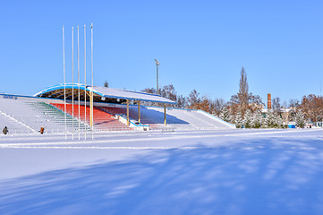 Image showing Background chairs at stadium , winter