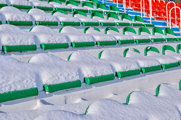 Image showing Background chairs at stadium , winter