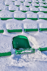 Image showing Background chairs at stadium , winter