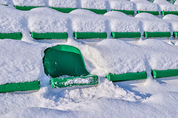 Image showing Background chairs at stadium , winter