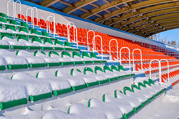 Image showing Background chairs at stadium , winter