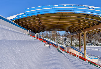 Image showing Background chairs at stadium , winter
