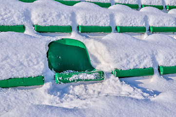 Image showing Background chairs at stadium , winter