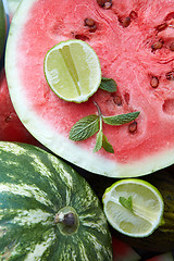 Image showing pieces of fresh watermelon as background