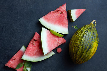 Image showing fresh pieces watermelon