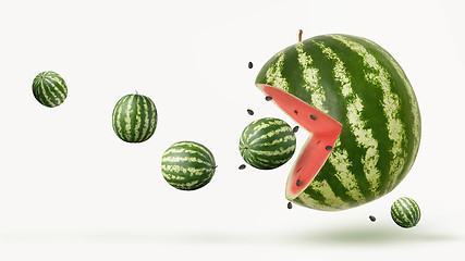 Image showing funny pacman watermelon