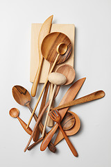 Image showing Assorted wooden cutlery