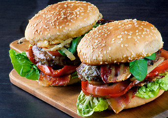 Image showing Two Tasty Hamburgers