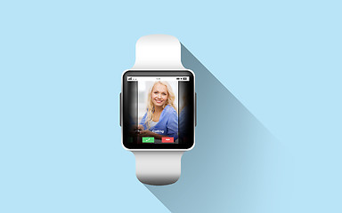 Image showing close up of smart watch with incoming call