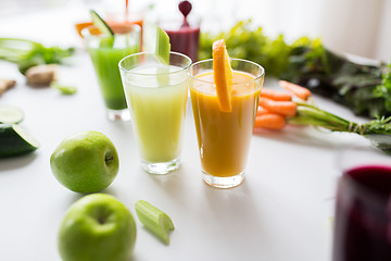 Image showing glasses with different fruit or vegetable juices