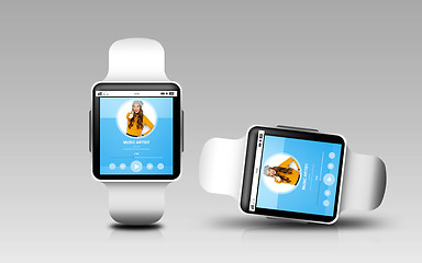 Image showing smart watches with music player on screen