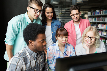 Image showing international students with computers at library