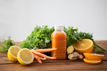 Image showing bottle with carrot juice, fruits and vegetables