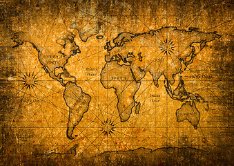 Image showing Vintage world map