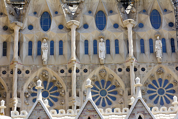 Image showing Details of facade of Basilica Sagrada Familia in Barcelona