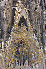 Image showing Details of facade of Basilica Sagrada Familia in Barcelona