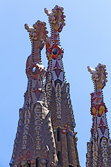 Image showing Details of facade of Basilica Sagrada Familia in Barcelona