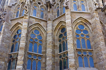 Image showing Details of facade of Basilica Sagrada Familia in Barcelona