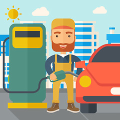 Image showing Gasoline boy filling up fuel.