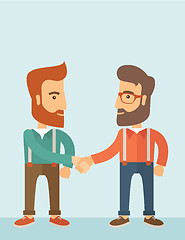Image showing Two men handshaking.