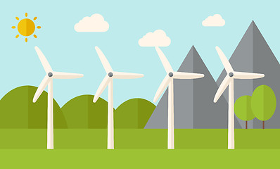 Image showing Four windmills 