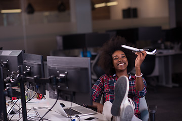 Image showing portrait of a young successful African-American woman in modern 