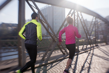 Image showing young  couple jogging