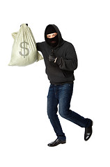 Image showing Thief with bag of money