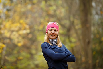 Image showing Young sporty woman in forest