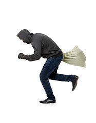 Image showing Thief flees with gray sack