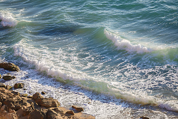 Image showing Wave pure black sea off the coast of Crimea