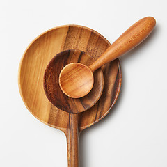 Image showing Wooden spoons of different sizes