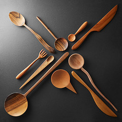 Image showing Wooden cutlery in the form of a cross
