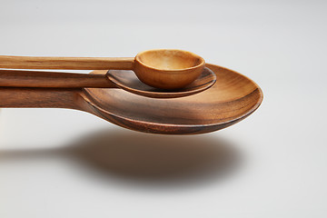 Image showing Wooden spoons of different sizes