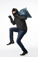 Image showing Thief with big blue bag