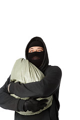Image showing Robber holding bag of money