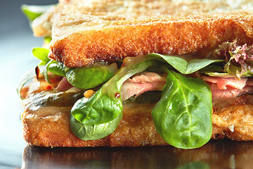 Image showing Fresh toasted panini blt sandwich