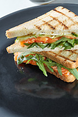 Image showing Macro sandwich with salmon
