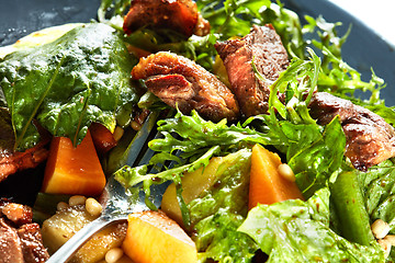 Image showing macro salad with roasted pumpkin