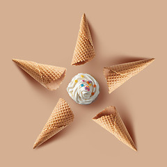 Image showing waffle cones with Vanilla ice cream