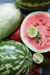 Image showing pieces of fresh watermelon as background