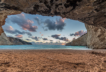 Image showing Porto Katsiki beach sunset on Lefkada island in Greece 