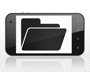 Image showing Business concept: Smartphone with Folder on display