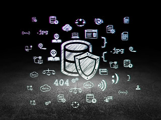 Image showing Software concept: Database With Shield in grunge dark room