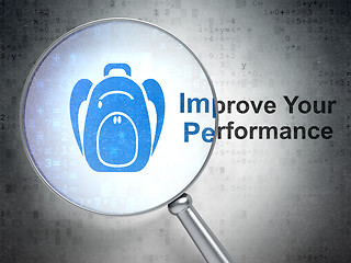 Image showing Studying concept: Backpack and Improve Your Performance with optical glass