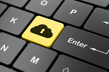 Image showing Cloud technology concept: Cloud With Keyhole on computer keyboard background