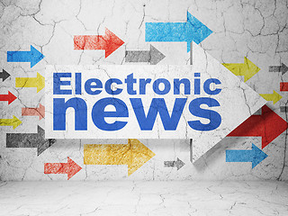 Image showing News concept: arrow with Electronic News on grunge wall background