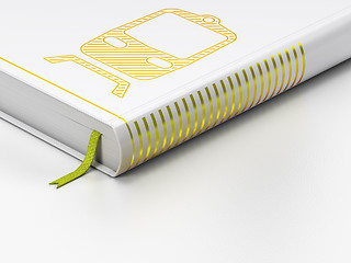 Image showing Travel concept: closed book, Train on white background
