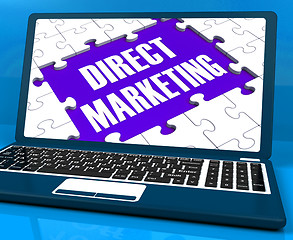 Image showing Direct Marketing On Laptop Showing Targeting Clients Online