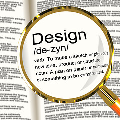 Image showing Design Definition Magnifier Showing Sketch Plan Artwork Or Graph